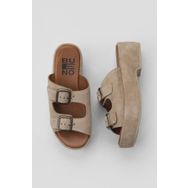 Bueno Shoes 01WU6013 Taba Açık Süet Kadın Dolgu Topuklu Terlik