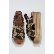 Bueno Shoes 01WU6115 Taba Deri Kadın Dolgu Topuklu Espadril Sandalet