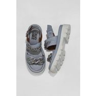 Bueno Shoes 01wu7300 Mavi Deri Dolgu Topuklu Kadın Sandalet