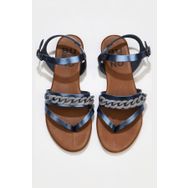 Bueno Shoes 01WU7406 Lacivert Parlak Deri Kadın Sandalet
