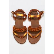 Bueno Shoes 01wu7406 Turuncu Parlak Deri Kadın Düz Sandalet