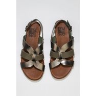 Bueno Shoes 01WU7422 Haki Parlak Deri Kadın Düz Sandalet