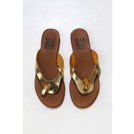 Bueno Shoes 01WU7446 Sarı Parlak Deri Kadın Parmak Arası Terlik