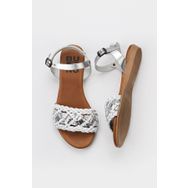 Bueno Shoes 01WU7449 Beyaz Gümüş Kadın Sandalet