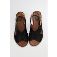 Bueno Shoes 01wu8213 Siyah Bej Deri Düz Kadın Sandalet