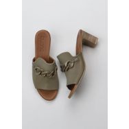 Bueno Shoes 01WU9502 Yeşil Deri Kadın Topuklu Terlik