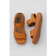 Bueno Shoes 01WY1002 Turuncu Deri Kadın Dolgu Topuklu Sandalet
