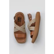 Bueno Shoes 01WY1011 Taba Hasır Koyu Deri Kadın Sandalet