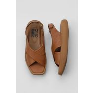 Bueno Shoes 01WY1012 Taba Koyu Deri Dolgu Kadın Topuklu Sandalet