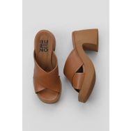 Bueno Shoes 01WY12201 Taba Koyu Deri Kadın Topuklu Terlik