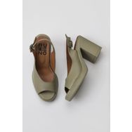 Bueno Shoes 01WY12300 Haki Deri Topuklu Kadın Sandalet