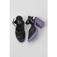 Bueno Shoes 01WY12303 Siyah Lila Deri Topuklu Kadın Sandalet