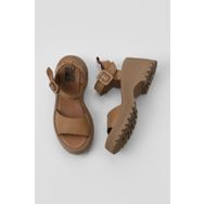 Bueno Shoes 01WY12600 Taba Deri Dolgu Kadın Topuklu Sandalet
