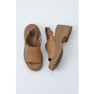 Bueno Shoes 01WY12601 Taba Deri Dolgu Kadın Topuklu Sandalet
