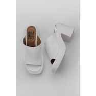 Bueno Shoes 01WY12702 Beyaz Deri Kadın Dolgu Topuklu Terlik
