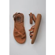 Bueno Shoes 01WY2315 Taba Koyu Deri Kadın Parmak Arası Sandalet