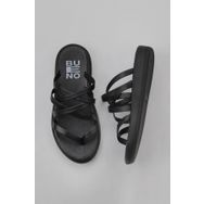 Bueno Shoes 01WY2317 Siyah Deri Kadın Parmak Arası Terlik