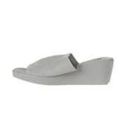 Bueno Shoes 01WY2404 Ekru Deri Kadın Dolgu Topuklu Terlik