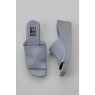 Bueno Shoes 01WY2404 Mavi Deri Kadın Dolgu Topuklu Terlik
