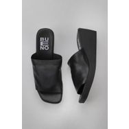 Bueno Shoes 01WY2404 Siyah Deri Kadın Dolgu Topuklu Terlik