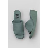 Bueno Shoes 01WY2404 Yeşil Açık Deri Kadın Dolgu Topuklu Terlik