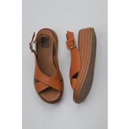 Bueno Shoes 01WY5701 Taba Deri Dolgu Kadın Topuklu Sandalet