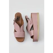 Bueno Shoes 01WY5800 Gül Kurusu Deri Kadın Dolgu Topuklu Sandalet