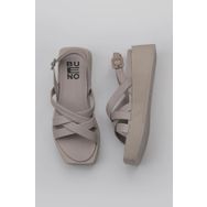 Bueno Shoes 01WY5904 Gri Deri Kadın Dolgu Topuklu Sandalet