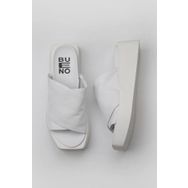 Bueno Shoes 01WY5906 Beyaz Deri Kadın Dolgu Topuklu Terlik