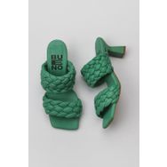 Bueno Shoes 01WY6804 Yeşil Koyu Deri Kadın Topuklu Terlik