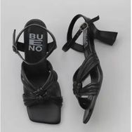 Bueno Shoes 01WY6805 Siyah Deri Kadın Topuklu Sandalet