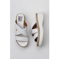 Bueno Shoes 01WY8202 Beyaz Deri Kadın Dolgu Topuklu Terlik