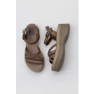 Bueno Shoes 01WY8203 Gri Deri Kadın Dolgu Topuklu Sandalet