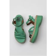 Bueno Shoes 01WY8203 Yeşil Koyu Deri Kadın Dolgu Topuklu Sandalet