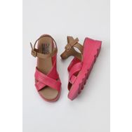 Bueno Shoes 01WY8601 Fuşya Kahve Deri Kadın Dolgu Topuklu Sandalet