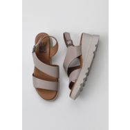 Bueno Shoes 01WY8602 Gri Deri Kadın Dolgu Topuklu Sandalet