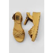 Bueno Shoes 01WY8609 Sarı Deri Kadın Dolgu Topuklu Sandalet