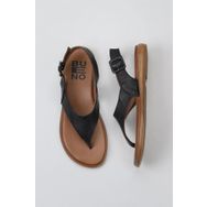 Bueno Shoes 01WY8807 Siyah Deri Parmak Arası Kadın Sandalet