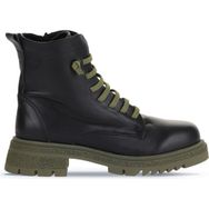 Bueno Shoes 01WZ1420 Siyah Haki Deri Kadın Topuklu Bot