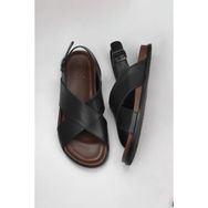 Bueno Shoes 11S23261 Siyah Deri Erkek Sandalet