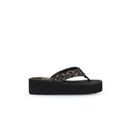 Bueno Shoes 26WT190244 Siyah Hasır Dolgu Topuklu Kadın Terlik