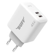 Buff BL62-2C 45W Beyaz Dual PD Type-C Hızlı Şarj Adaptörü