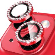 Buff iPhone 14 / 14 Plus Uyumlu Diamond Series Taşlı Kırmızı Kamera Lens Koruyucu