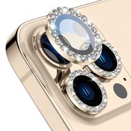 Buff iPhone 14 Pro / 14 Pro Max Uyumlu Diamond Series Taşlı Altın Kamera Lens Koruyucu