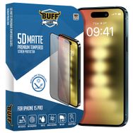 Buff iPhone 15 Pro 5D Matte Şeffaf Ekran Koruyucu