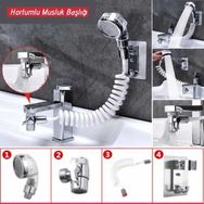 Buffer 2 In 1 Spiral Hortumlu Ayarlanabilir Hareketli Banyo Mutfak Lavabo Musluk Duş Başlığı
