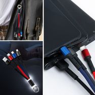 Buffer XAL52YT0052 Işıklı Anahtarlık Model 3in1 USB Çıkışlı Mikro Type-C ve iPhone Uyumlu Şarj Kablosu