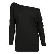 Build Your Brand Batwing Uzun Kollu Siyah Kadın T-shirt