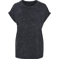 Build Your Brand Ladies Acid Washed Extended Shoulder Tee Gri Siyah Kadın T-Shirt