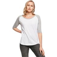 Build Your Brand Ladies Tee Beyaz-Gri Kadın T-shirt